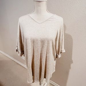 Oversized Oatmeal Heather V-neck Top || NEVER WORN ||